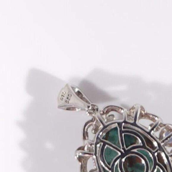 Chrysocolla and Iolite Necklace 14k YG and Sterling Silver - Picture 8 of 10